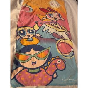 Vintage 2001 Powerpuff Girls Beach Towel Cartoon Network Blossom Buttercup Bubbl